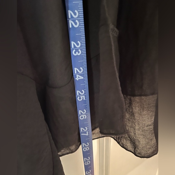 Black pebble and stone sz S cardigan with flowy scarf like trim - Picture 7 of 9